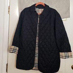 Burberry Quilted Black and Plaid Coat